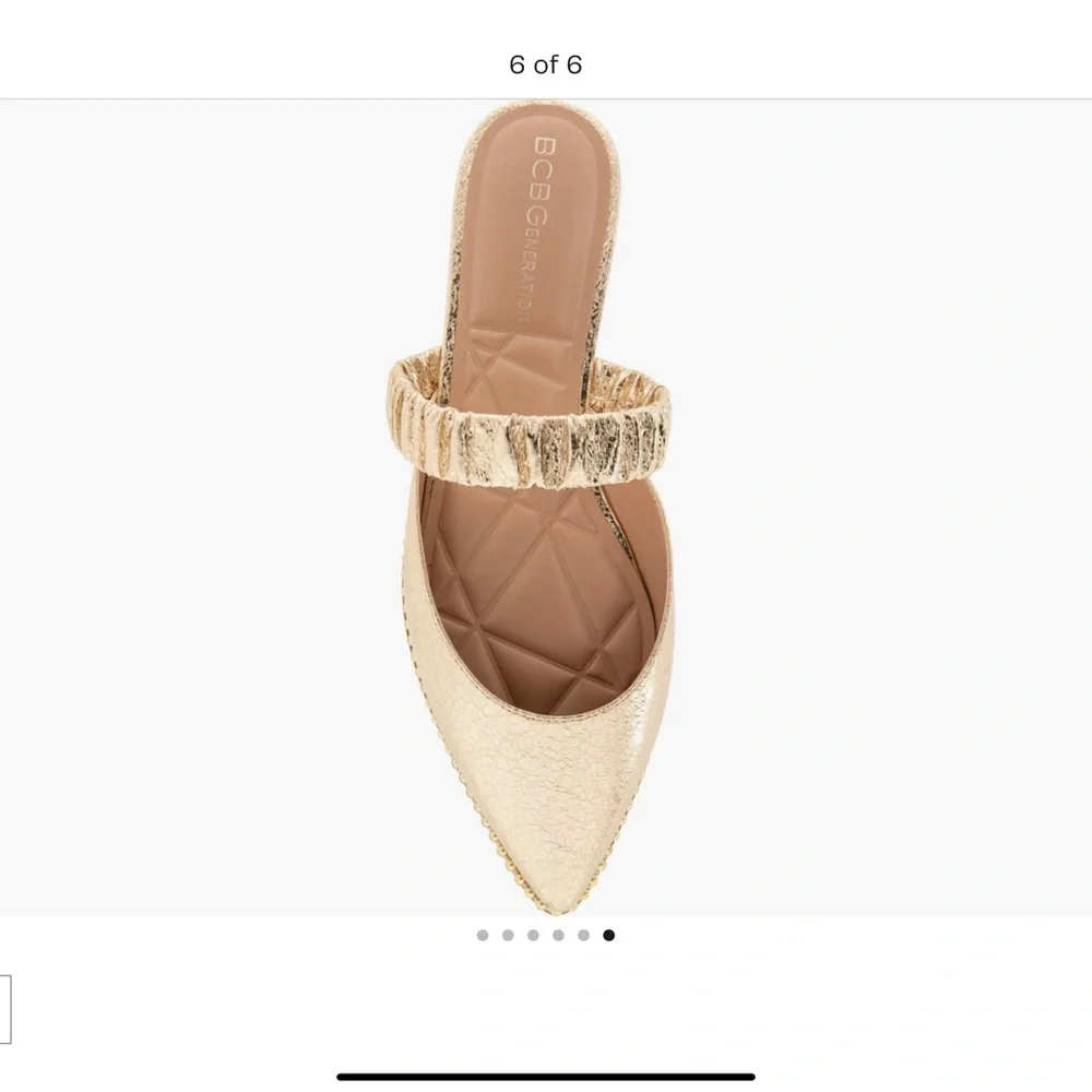 NEW BCBG Women's Gold Textured Mules - Picture 1 of 13